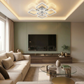 Lustra LED cu telecomanda, 130W, argintie, trei tipuri de lumina calda/naturala/rece, dimabila, aplicata, patrata