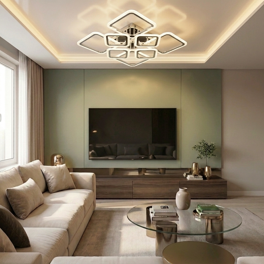 Lustră LED patrata 168W argintie - lustre-led.ro