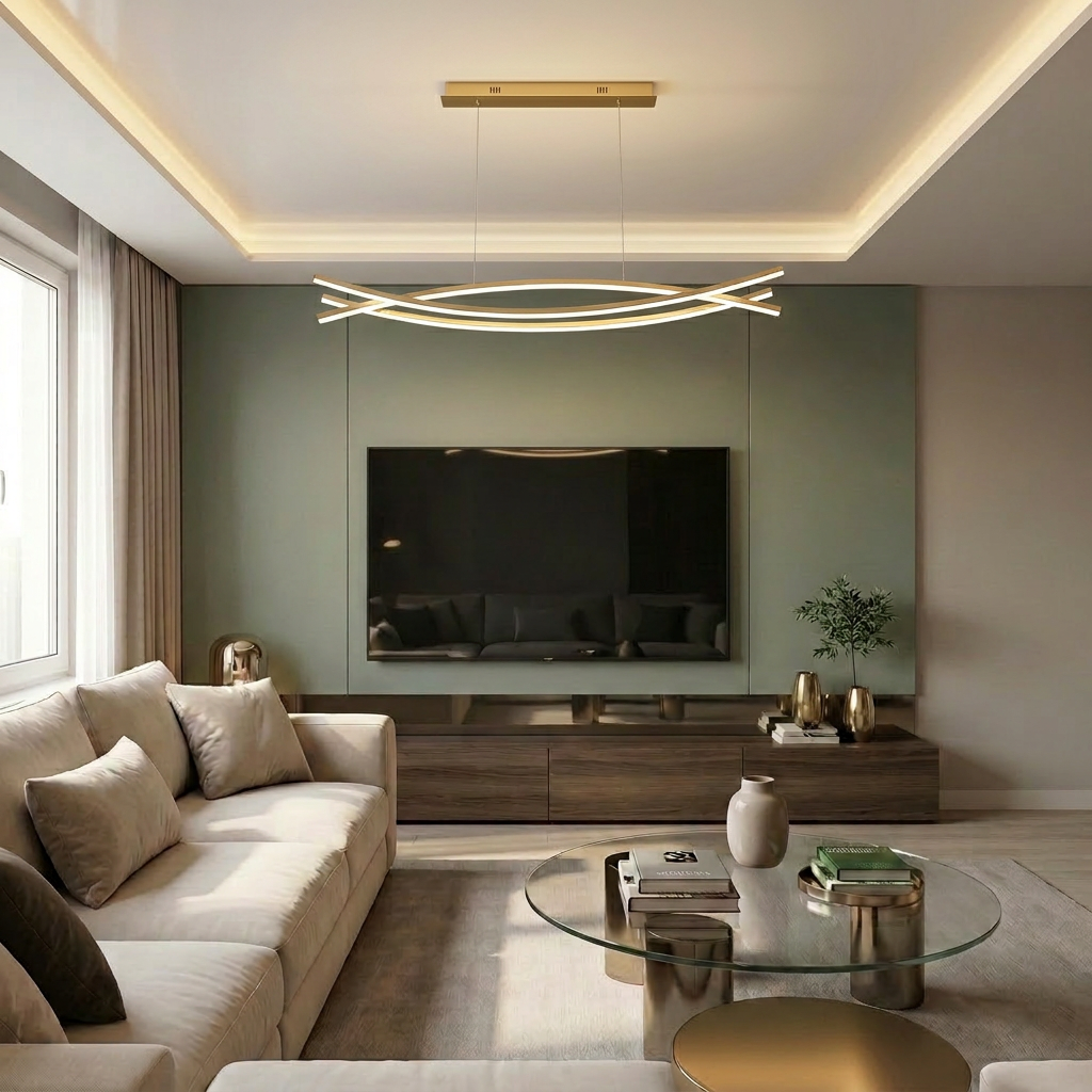 Lustră LED liniara 80W aurie - lustre-led.ro