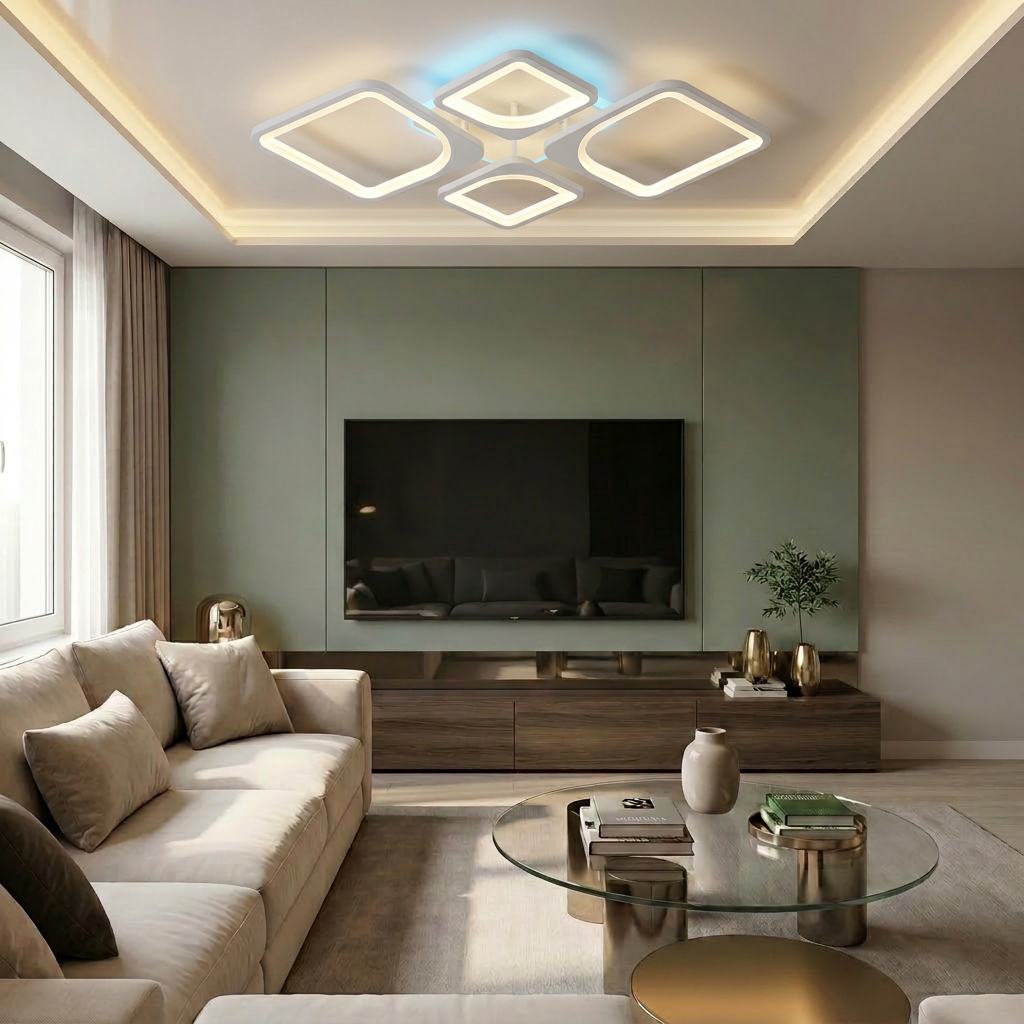 Lustră LED patrata 100W alba - lustre-led.ro