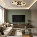 Lustra LED cu telecomanda, 121W, maro, trei tipuri de lumina calda/naturala/rece, dimabila, aplicata, patrata