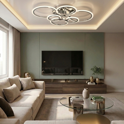 Lustra LED cu telecomanda, 160W, argintie, trei tipuri de lumina calda/naturala/rece, dimabila, aplicata, rotunda