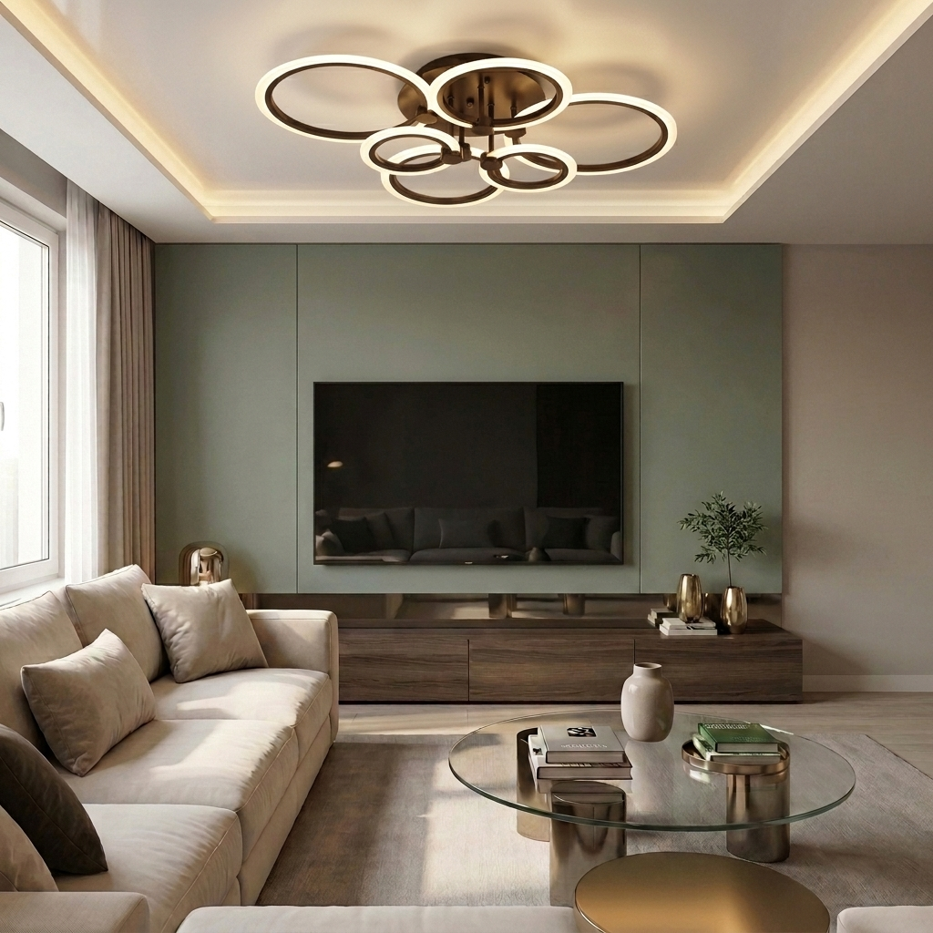 Lustră LED rotunda 160W maro - lustre-led.ro