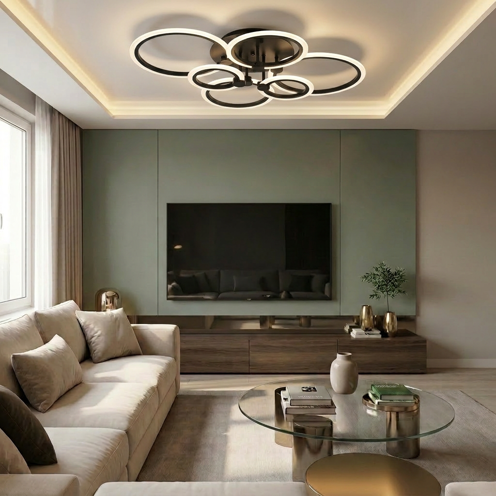 Lustră LED rotunda 159W neagra - lustre-led.ro