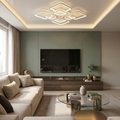 Lustra LED cu telecomanda, 220W, alba, trei tipuri de lumina calda/naturala/rece, dimabila, aplicata, patrata