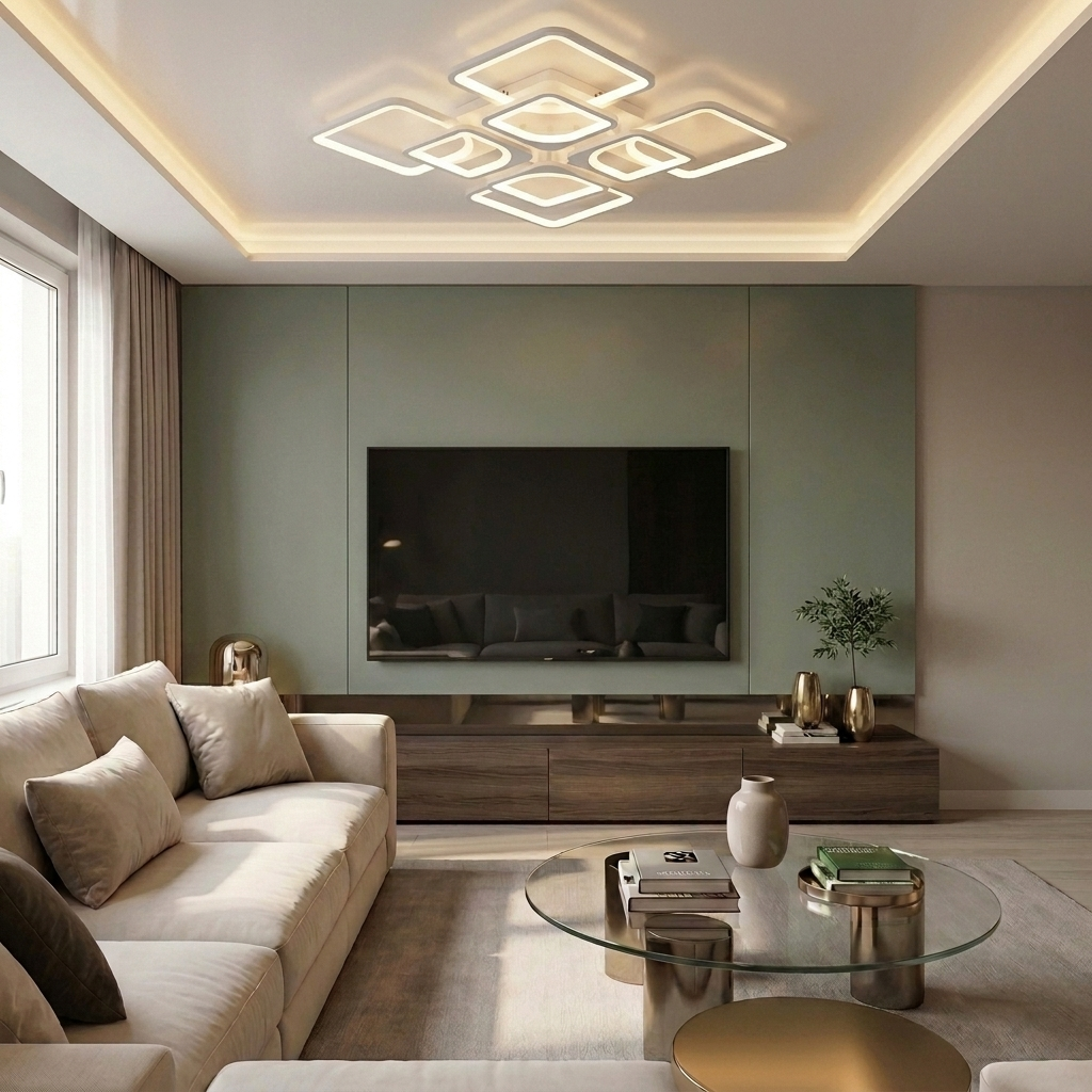 Lustră LED patrata 220W alba - lustre-led.ro