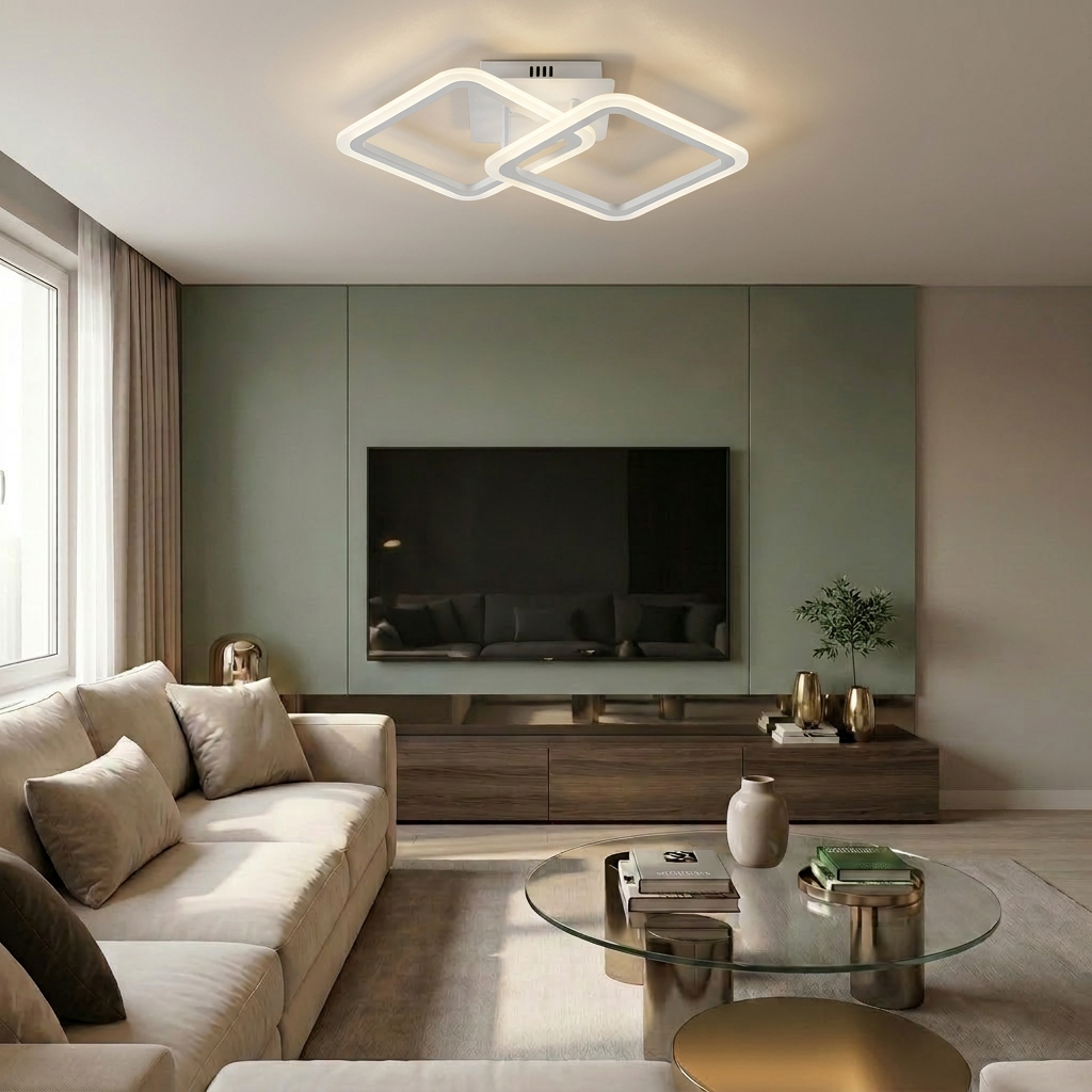 Lustră LED patrata 60W alba - lustre-led.ro