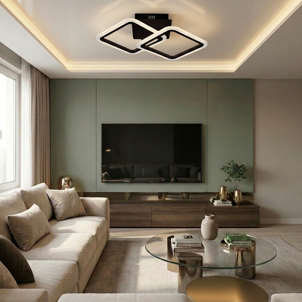 Lustră LED patrata 60W neagra - lustre-led.ro