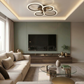Lustra LED cu telecomanda, 74W, maro, trei tipuri de lumina calda/naturala/rece, dimabila, aplicata, rotunda