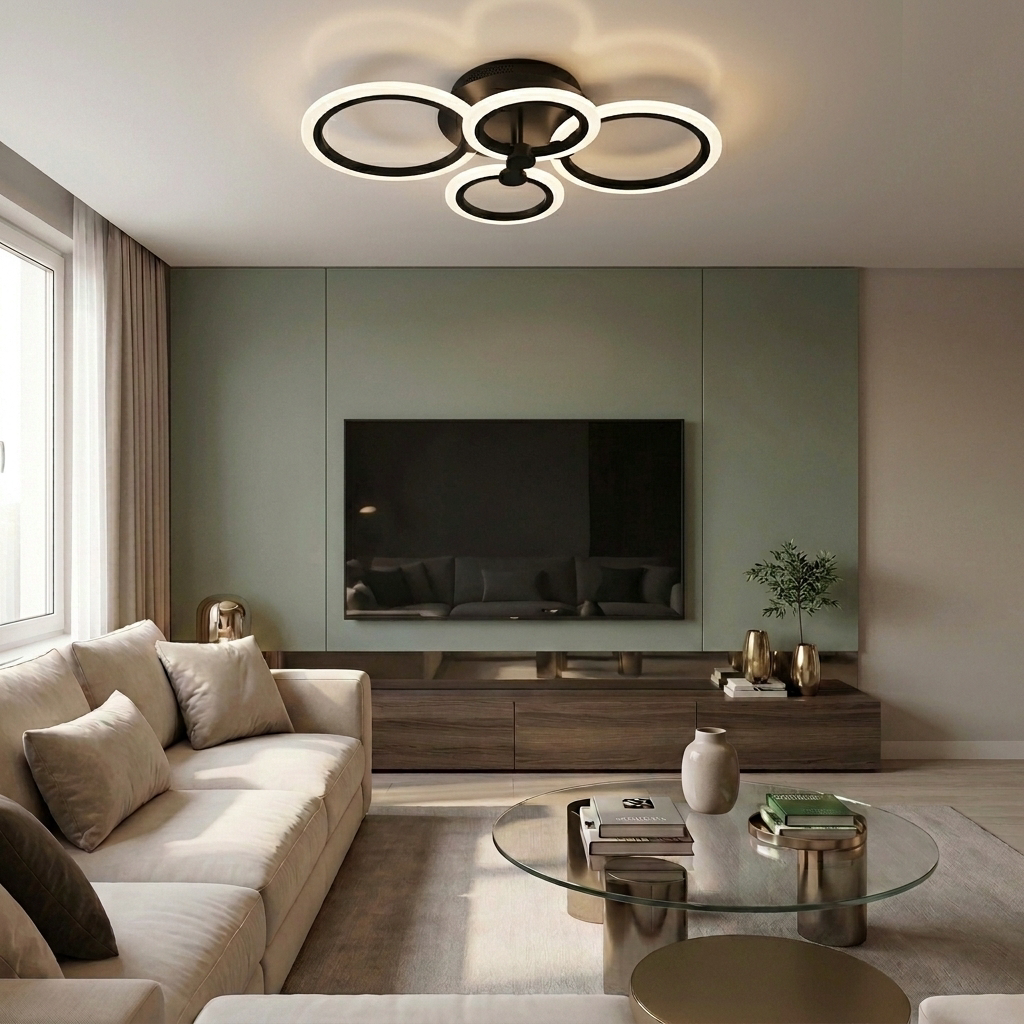 Lustră LED rotunda 74W neagra - lustre-led.ro