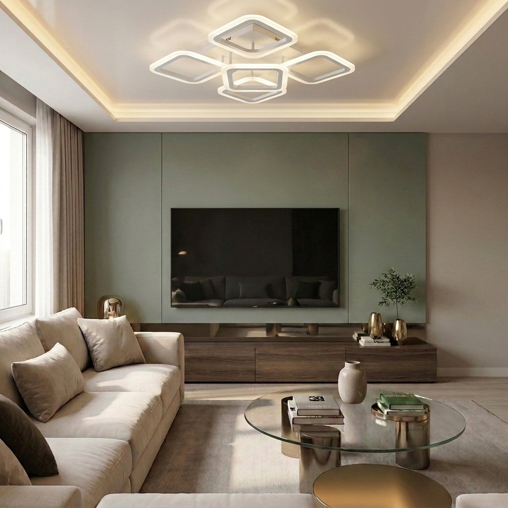 Lustră LED patrata 90W alba - lustre-led.ro