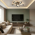 Lustra LED cu telecomanda, 122W, neagra, trei tipuri de lumina calda/naturala/rece, dimabila, aplicata, asimetrica