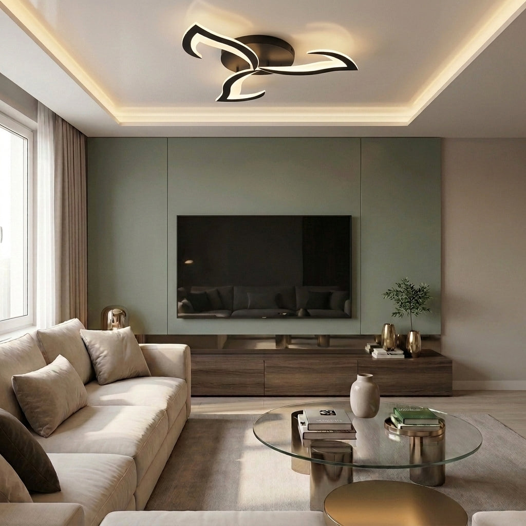 Lustră LED asimetrica 54W neagra - lustre-led.ro