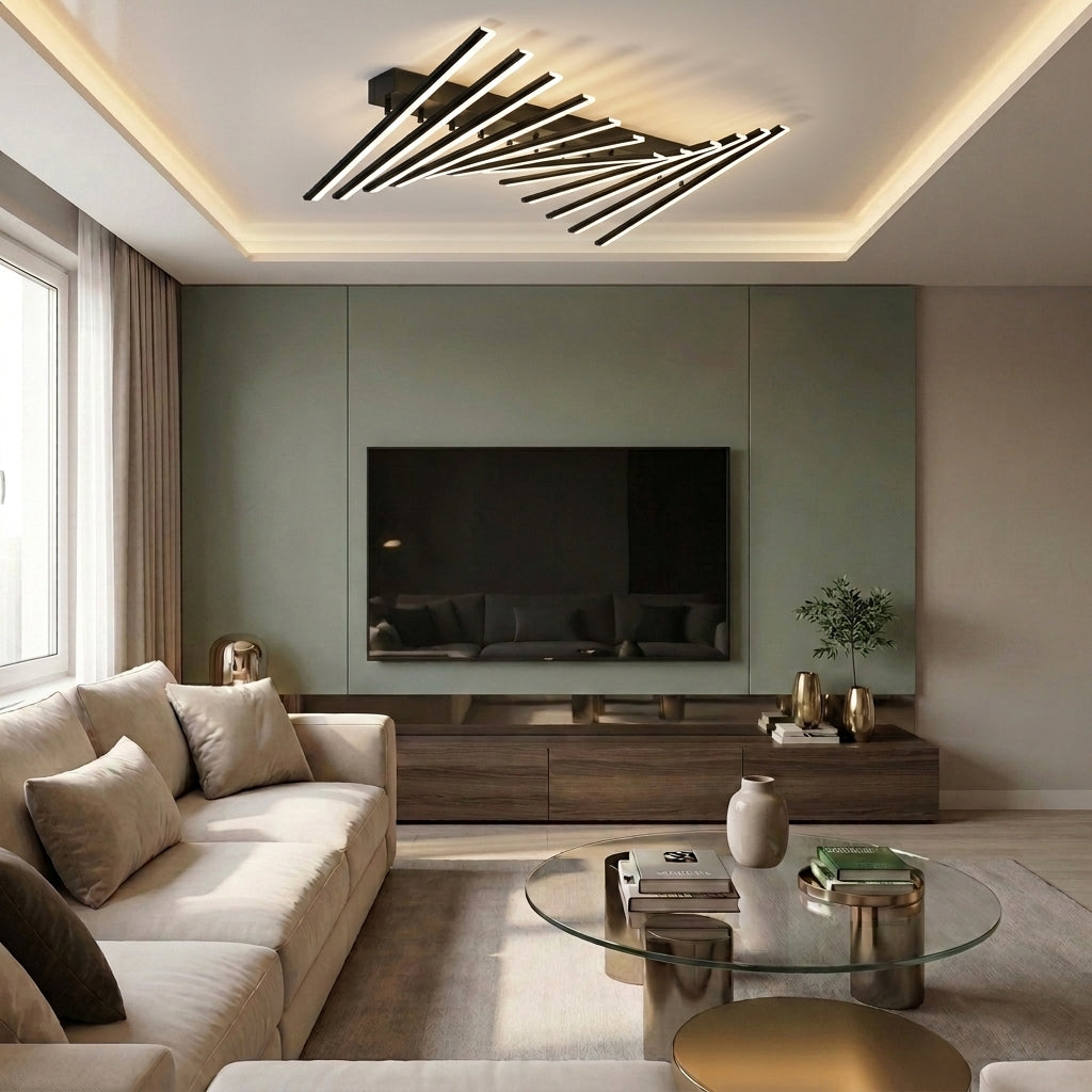 Lustră LED liniara 228W neagra - lustre-led.ro