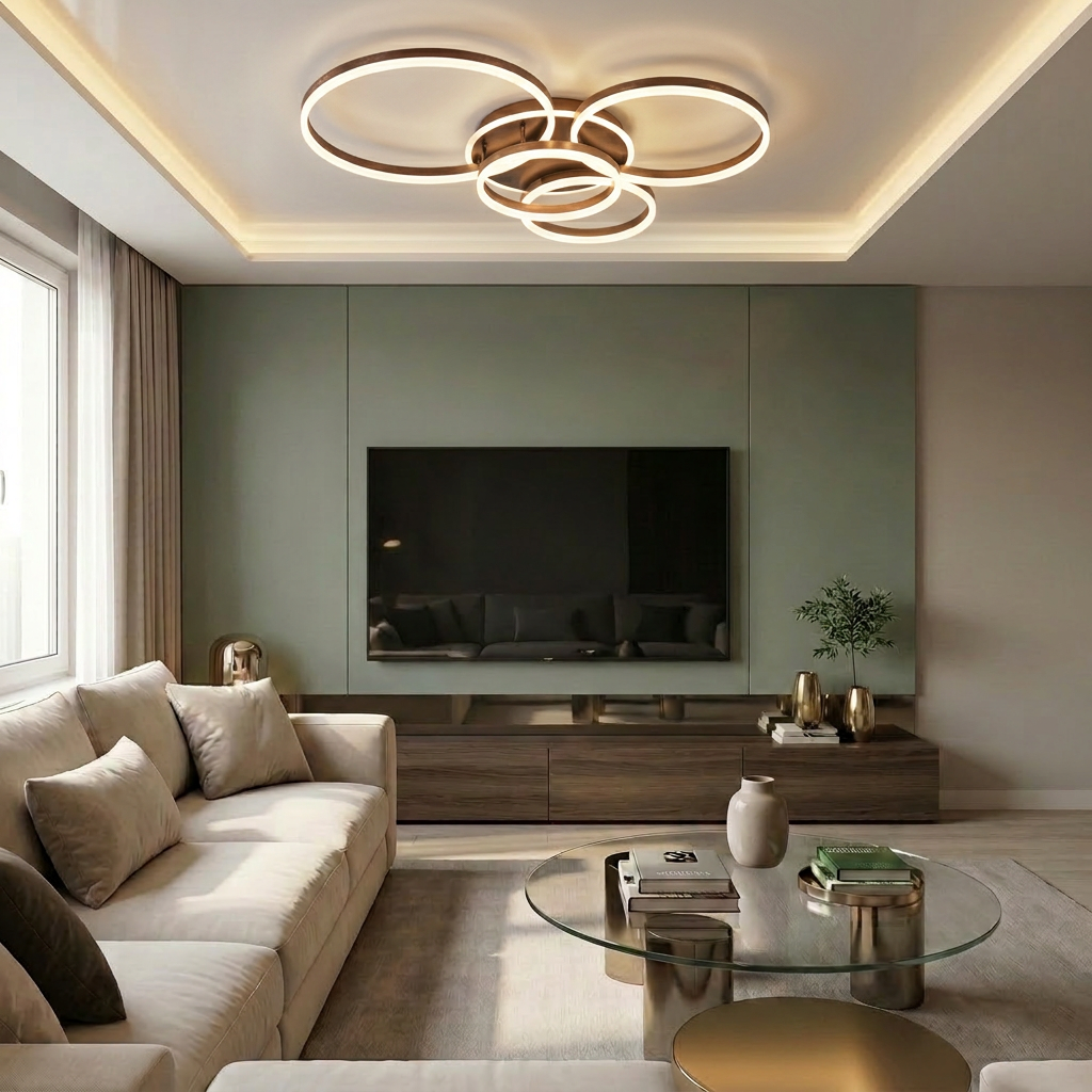 Lustră LED rotunda 360W maro - lustre-led.ro
