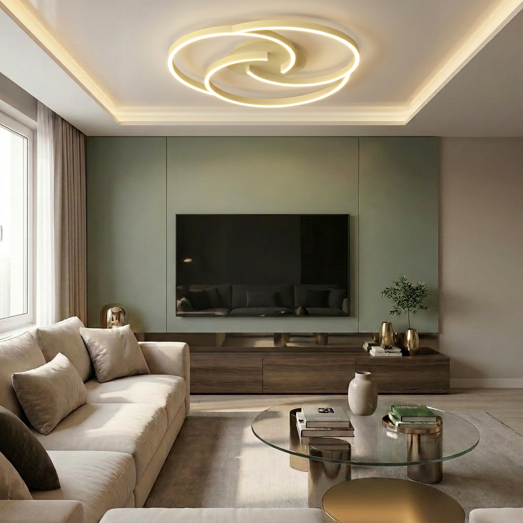 Lustră LED rotunda 70W aurie - lustre-led.ro