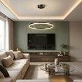Lustra LED cu telecomanda, 33W, neagra, trei tipuri de lumina calda/naturala/rece, dimabila, suspendata, rotunda