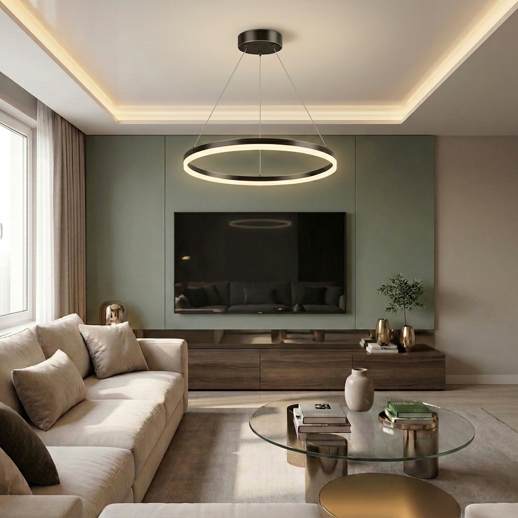 Lustră LED rotunda 33W neagra - lustre-led.ro
