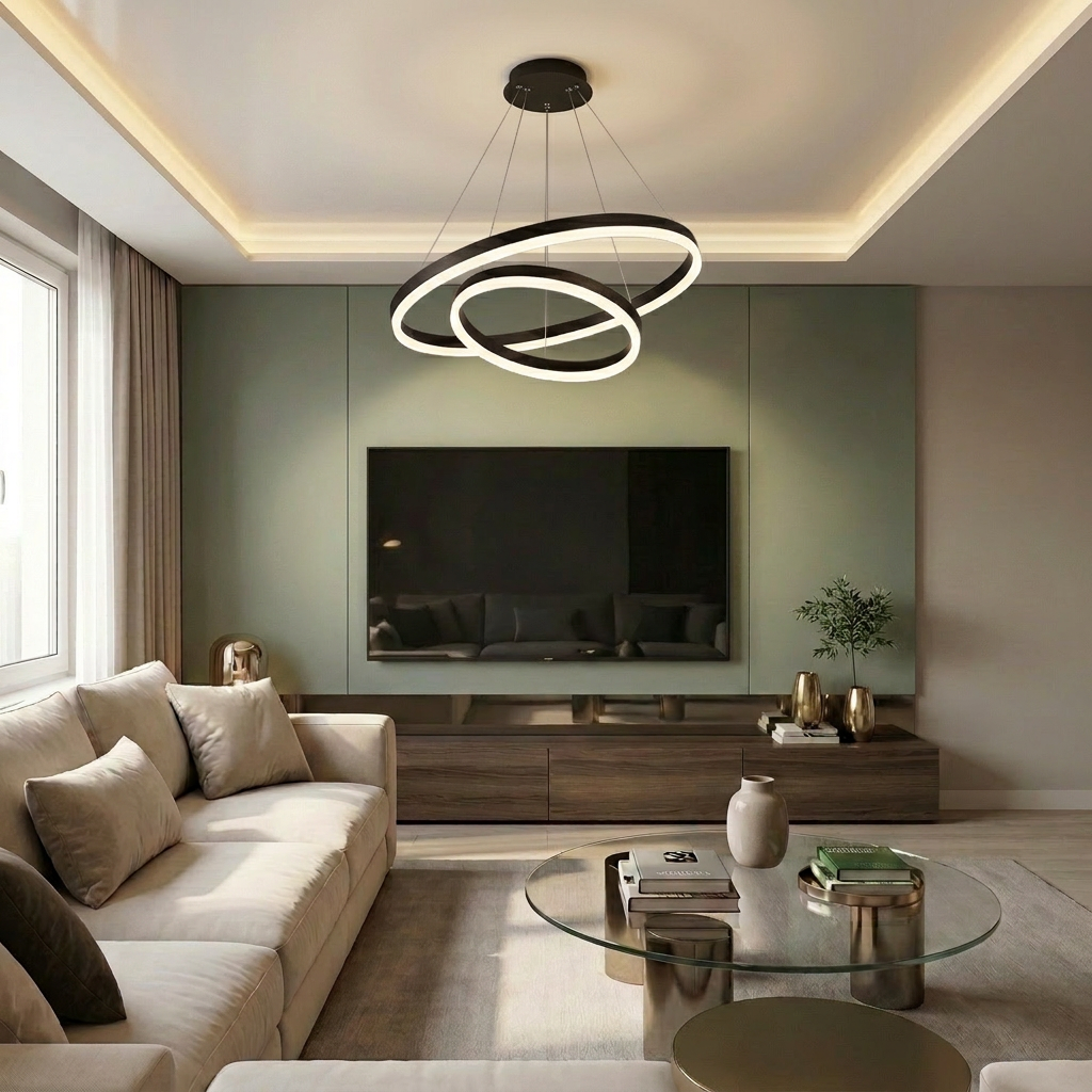 Lustră LED rotunda 43W maro - lustre-led.ro