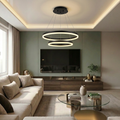 Lustra LED cu telecomanda, 43W, neagra, trei tipuri de lumina calda/naturala/rece, dimabila, suspendata, rotunda