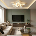 Lustra LED cu telecomanda, 100W, alba, trei tipuri de lumina calda/naturala/rece, dimabila, aplicata, asimetrica