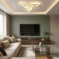 Lustra LED cu telecomanda, 60W, alba, trei tipuri de lumina calda/naturala/rece, dimabila, aplicata, asimetrica
