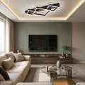 Lustra LED cu telecomanda, 100W, neagra, trei tipuri de lumina calda/naturala/rece, dimabila, aplicata, patrata