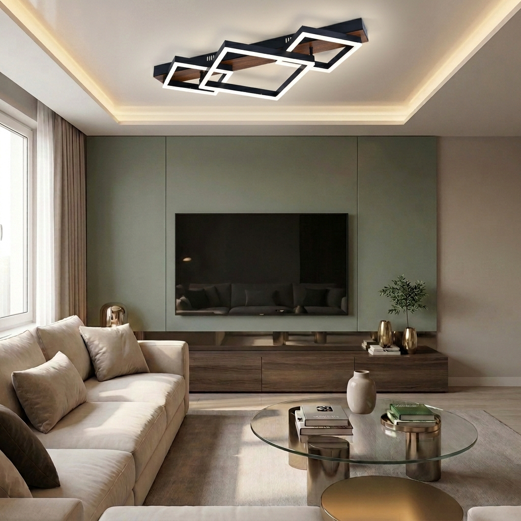 Lustră LED patrata 100W neagra - lustre-led.ro