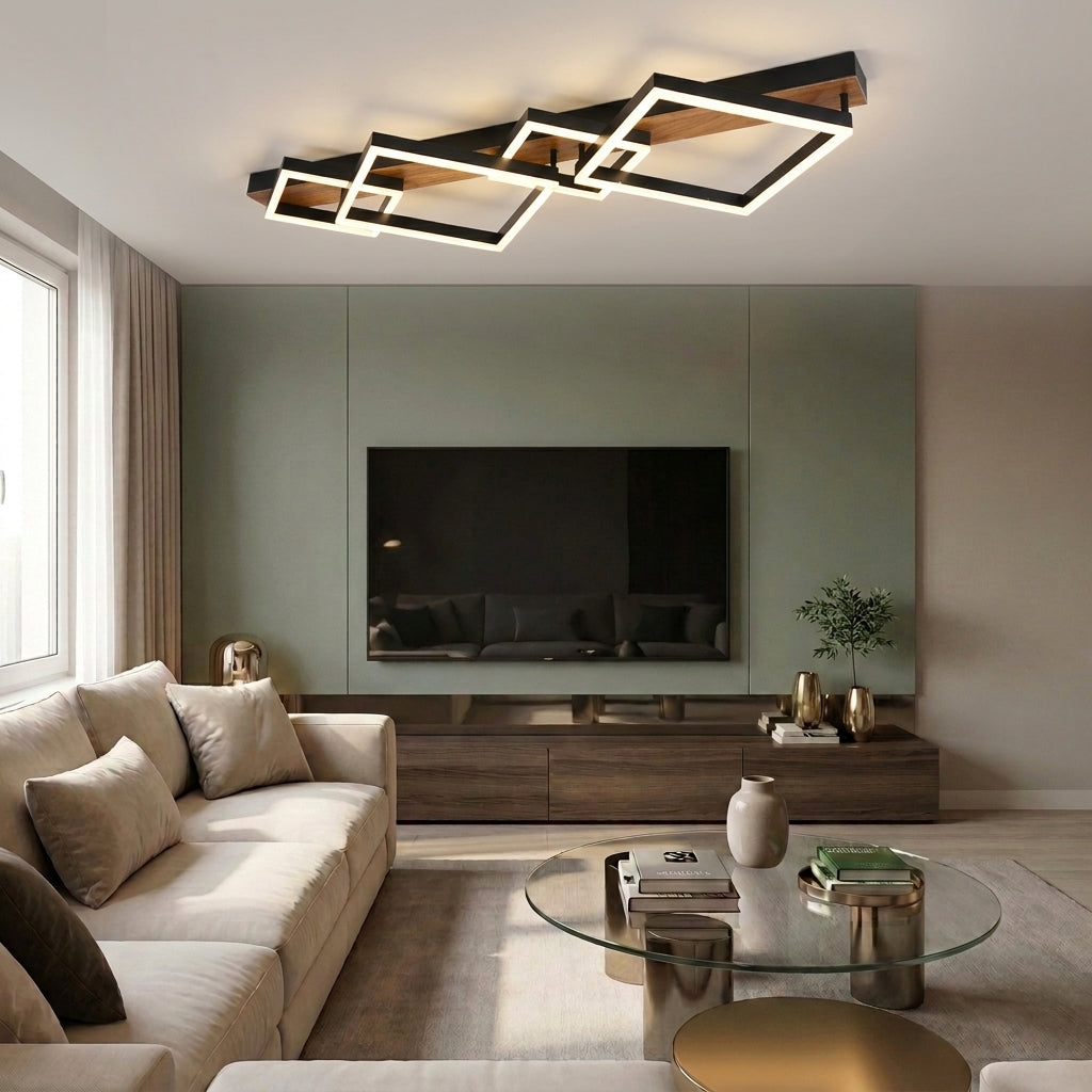 Lustră LED patrata 144W neagra - lustre-led.ro