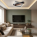 Lustra LED cu telecomanda, 44W, neagra, trei tipuri de lumina calda/naturala/rece, dimabila, aplicata, patrata