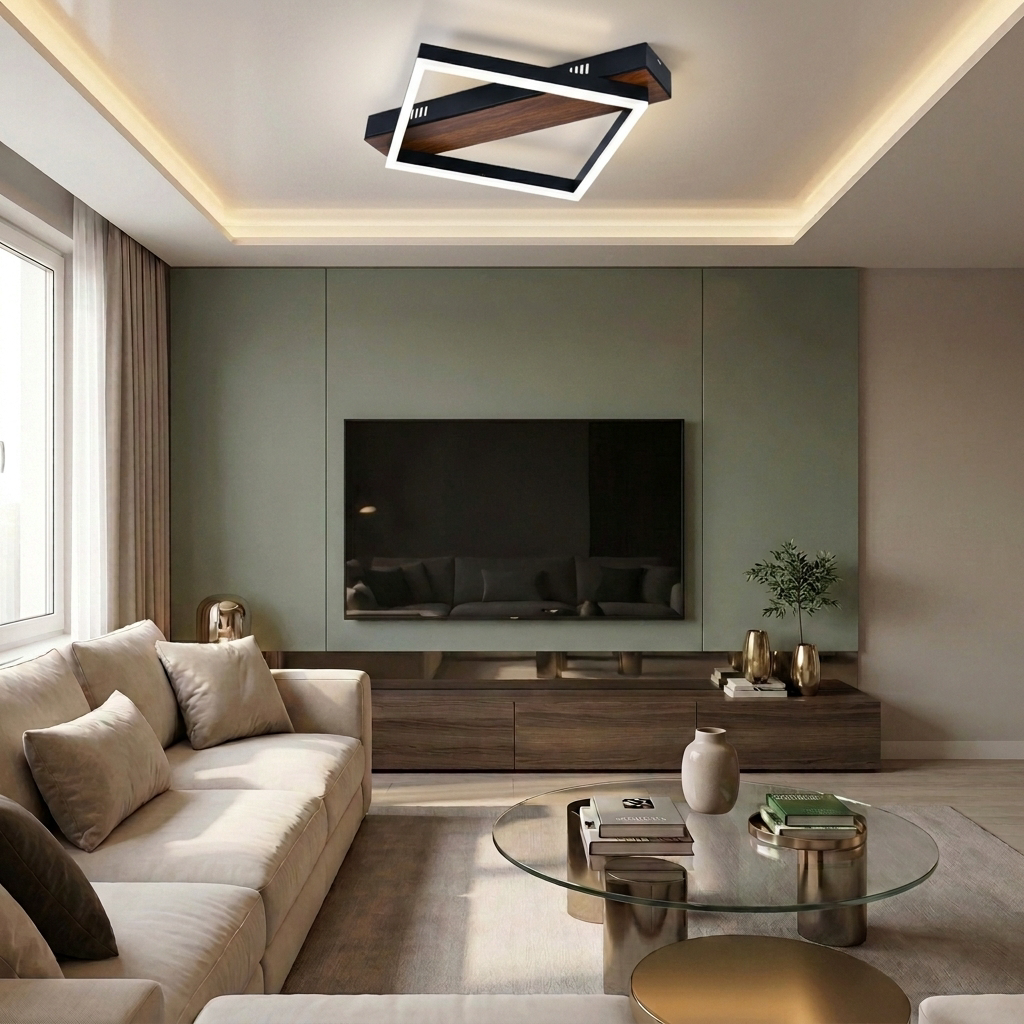 Lustră LED patrata 44W neagra - lustre-led.ro