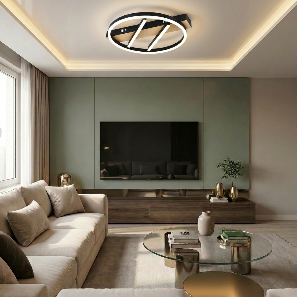 Lustră LED rotunda 72W neagra - lustre-led.ro