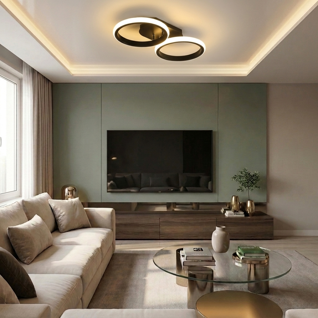 Lustră LED rotunda 44W neagra - lustre-led.ro