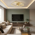 Lustra LED cu telecomanda, 160W, aurie, trei tipuri de lumina calda/naturala/rece, dimabila, aplicata, patrata
