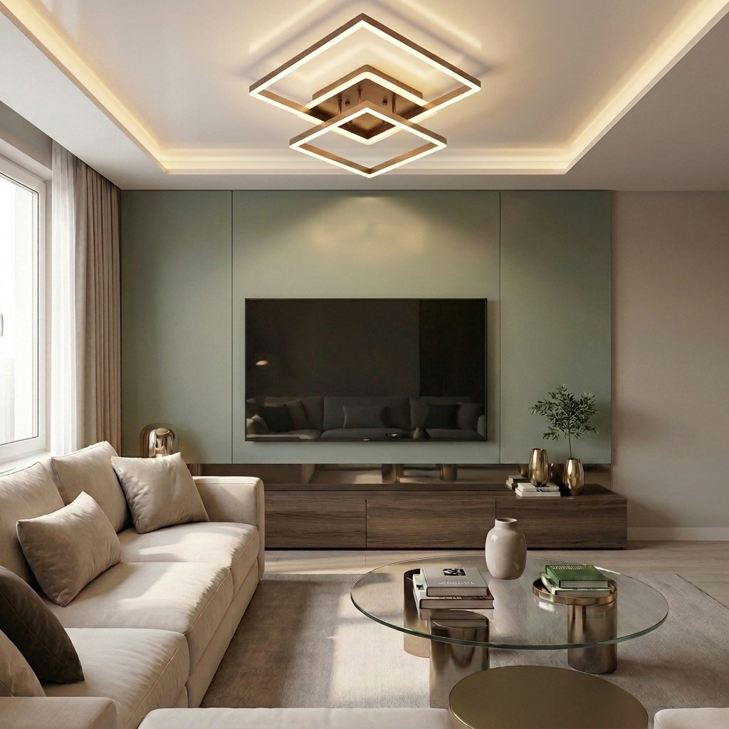 Lustră LED patrata 160W maro - lustre-led.ro