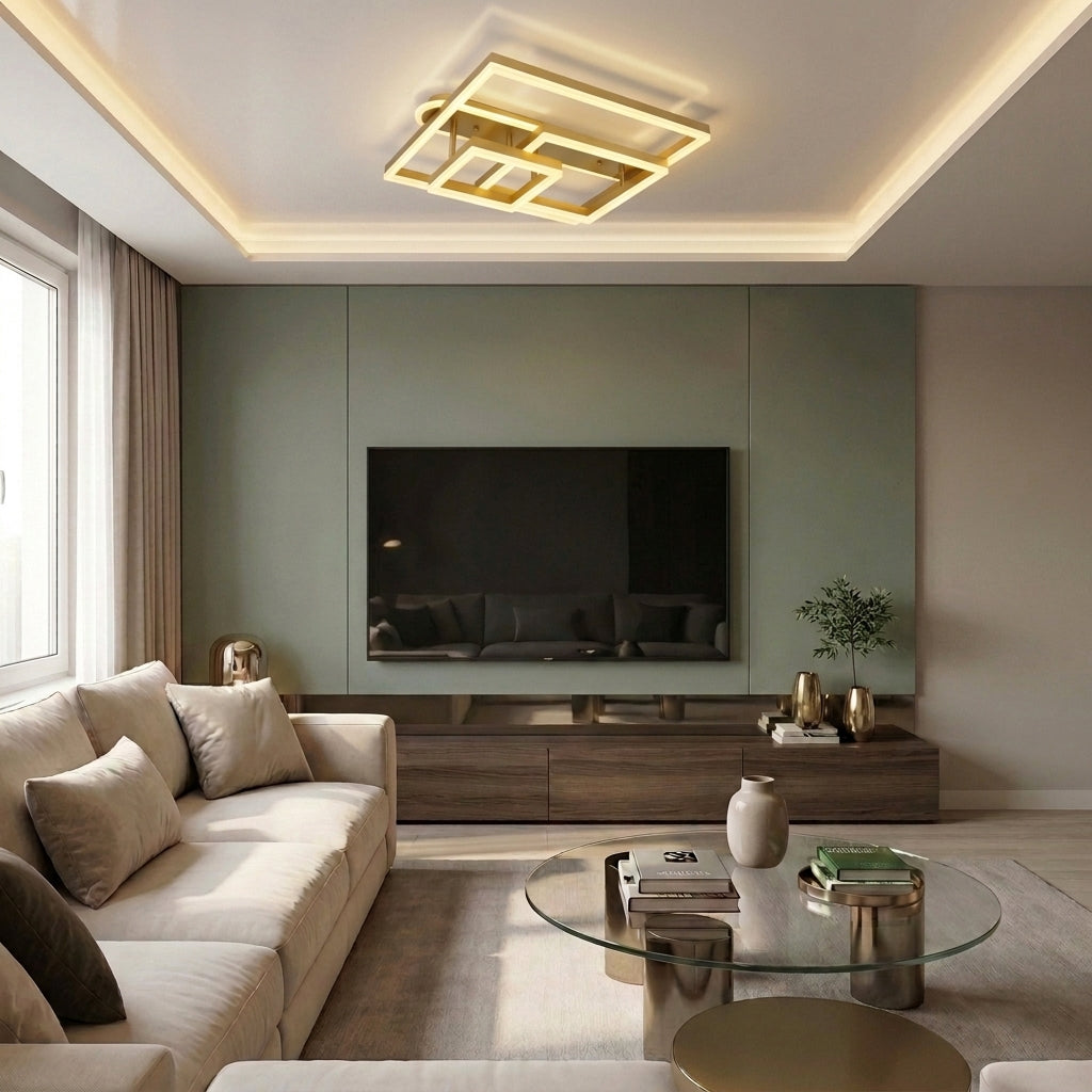 Lustră LED asimetrica 240W aurie - lustre-led.ro