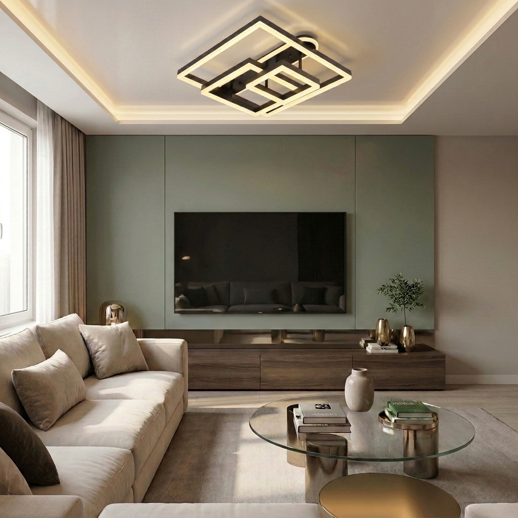 Lustră LED asimetrica 240W maro - lustre-led.ro