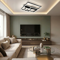 Lustra LED cu telecomanda, 240W, neagra, trei tipuri de lumina calda/naturala/rece, dimabila, aplicata, asimetrica