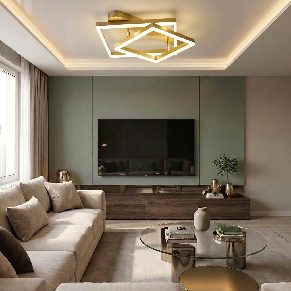 Lustră LED patrata 120W aurie - lustre-led.ro