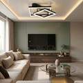 Lustra LED cu telecomanda, 120W, neagra, trei tipuri de lumina calda/naturala/rece, dimabila, aplicata, patrata