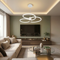 Lustra LED cu telecomanda, 186W, alba, trei tipuri de lumina calda/naturala/rece, dimabila, suspendata, rotunda