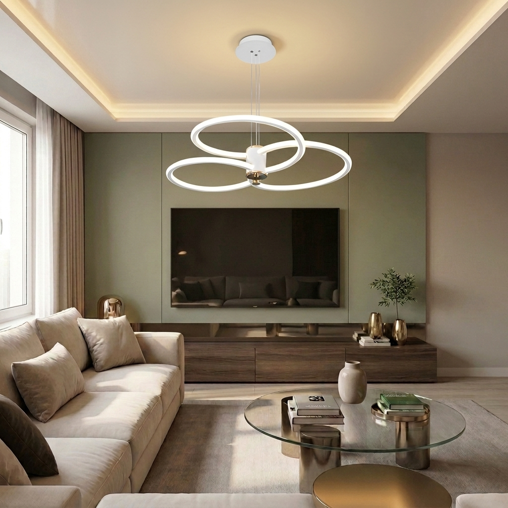 Lustră LED rotunda 186W alba - lustre-led.ro
