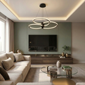 Lustra LED cu telecomanda, 186W, neagra, trei tipuri de lumina calda/naturala/rece, dimabila, suspendata, rotunda