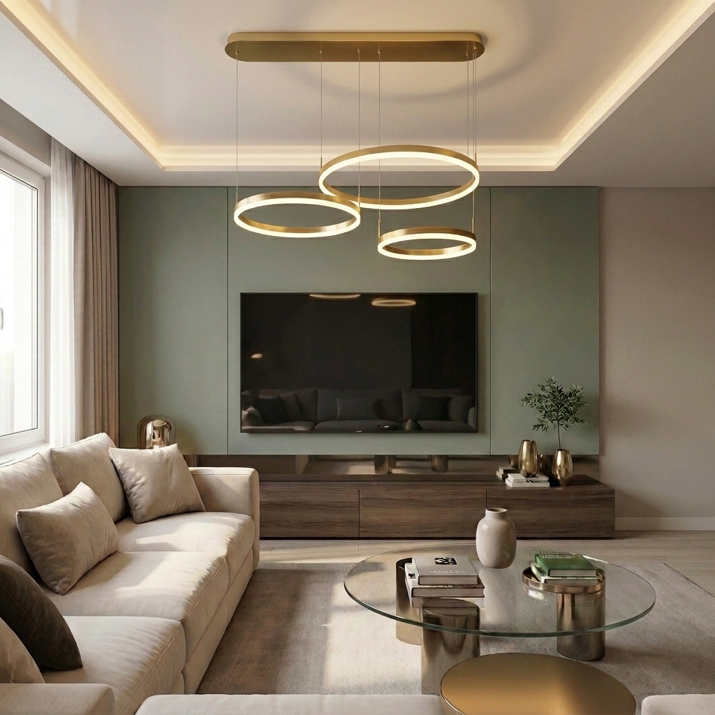 Lustră LED rotunda 160W aurie - lustre-led.ro