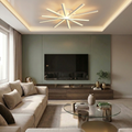 Lustra LED cu telecomanda, 150W, alba, trei tipuri de lumina calda/naturala/rece, dimabila, aplicata, asimetrica