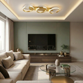 Lustra LED cu telecomanda, 60W, aurie, trei tipuri de lumina calda/naturala/rece, dimabila, aplicata, liniara