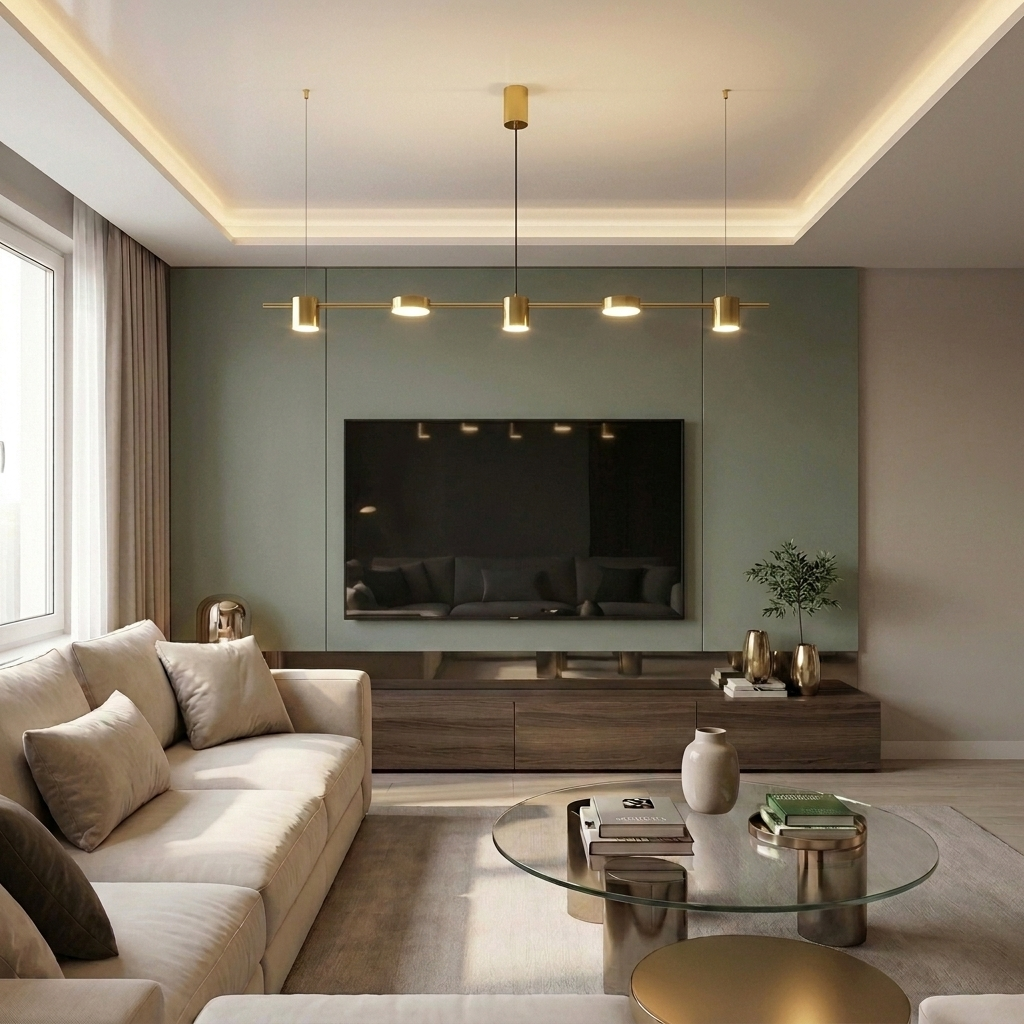 Lustră LED liniara 60W aurie - lustre-led.ro