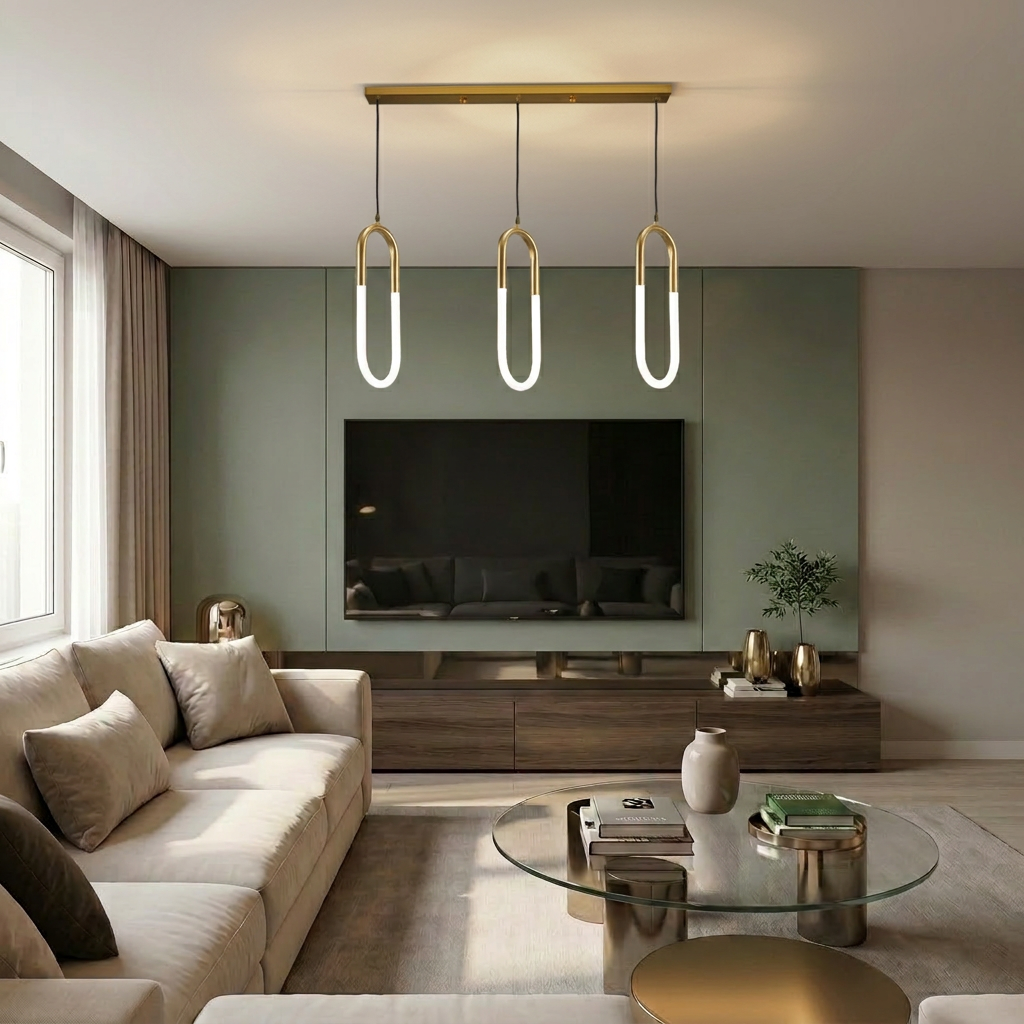 Lustră LED liniara 54W aurie - lustre-led.ro