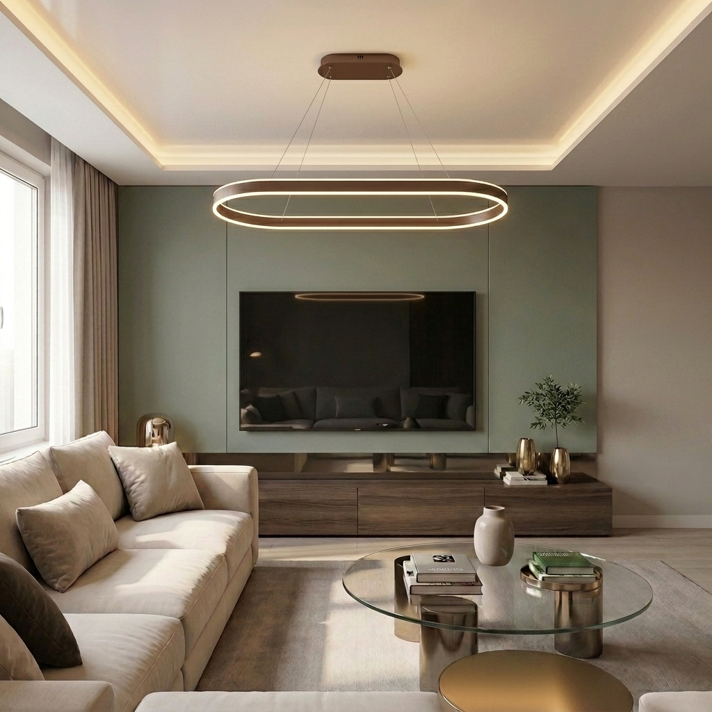 Lustră LED ovala 120W maro - lustre-led.ro