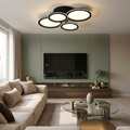Lustra LED cu telecomanda, 120W, neagra, trei tipuri de lumina calda/naturala/rece, dimabila, aplicata, rotunda